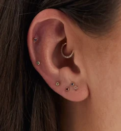April Birthstone Piercing Front 14K
