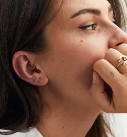 April Birthstone Piercing Front 14K