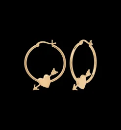 Arrowed Heart Hoop Earrings