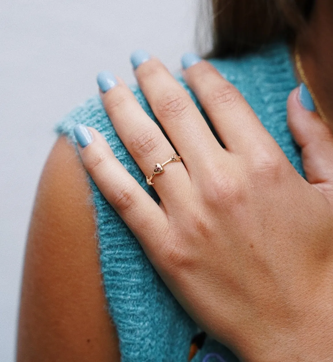 Arrowed Heart Ring 14K