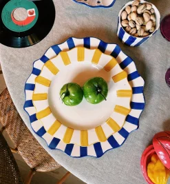 Blue Scalloped Dinner Plate