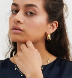 Flower Garland Stamped Hoop Earrings