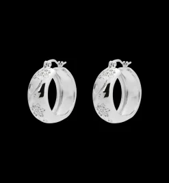 Flower Garland Stamped Hoop Earrings