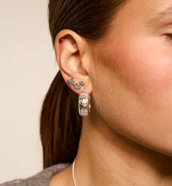 Flower Garland Stamped Hoop Earrings