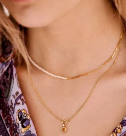 Heart Necklace Charm Citrine 14K