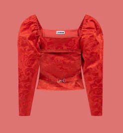 Laagam Brigitte Red Puff Top