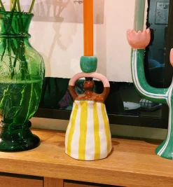 Laetitia Rouget Nina Yellow Stripe Candle Holder