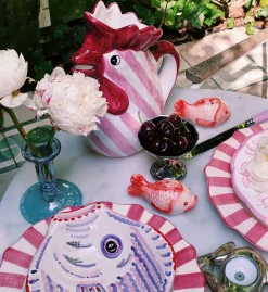 Popolo Pink Striped Chicken Jar