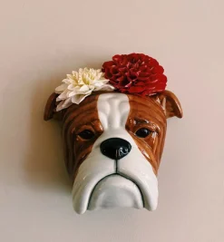 Quail English Bulldog Wall Vase