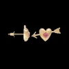 Single Arrowed Heart Stud 14K