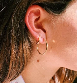 Single Braided Hoop Earring 14K