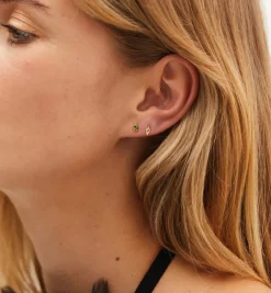 Single Dot Stud Emerald 14K