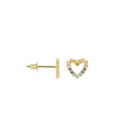 Single Eclectic Heart Stud Earring 14K
