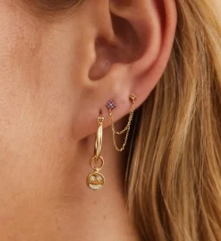Single Gilded Chain Stud Earring 14K