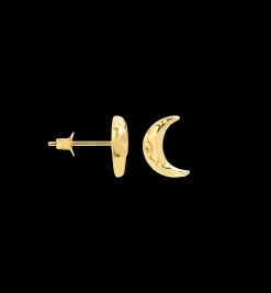 Single Golden Moon Stud Earring 14K