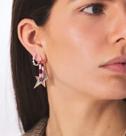 Single Stars Align Hoop Earring