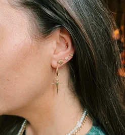 Single Sunflower Stud Earring 14K