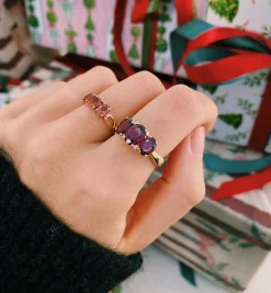 Vintage Almandine Garnet and Diamond Spirit Ring
