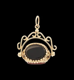Vintage Carnelian, Onyx And Heliotrope Wheel of Fortune Charm