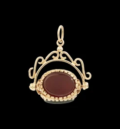 Vintage Carnelian, Onyx And Heliotrope Wheel of Fortune Charm