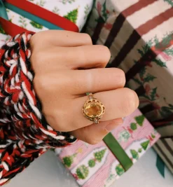 Vintage Citrine Autumn Leaves Ring