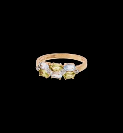 Vintage Peridot, Aquamarine and Diamond Rain Frost Ring