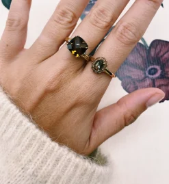 Vintage Smokey Quartz and Diamond Aura Ring